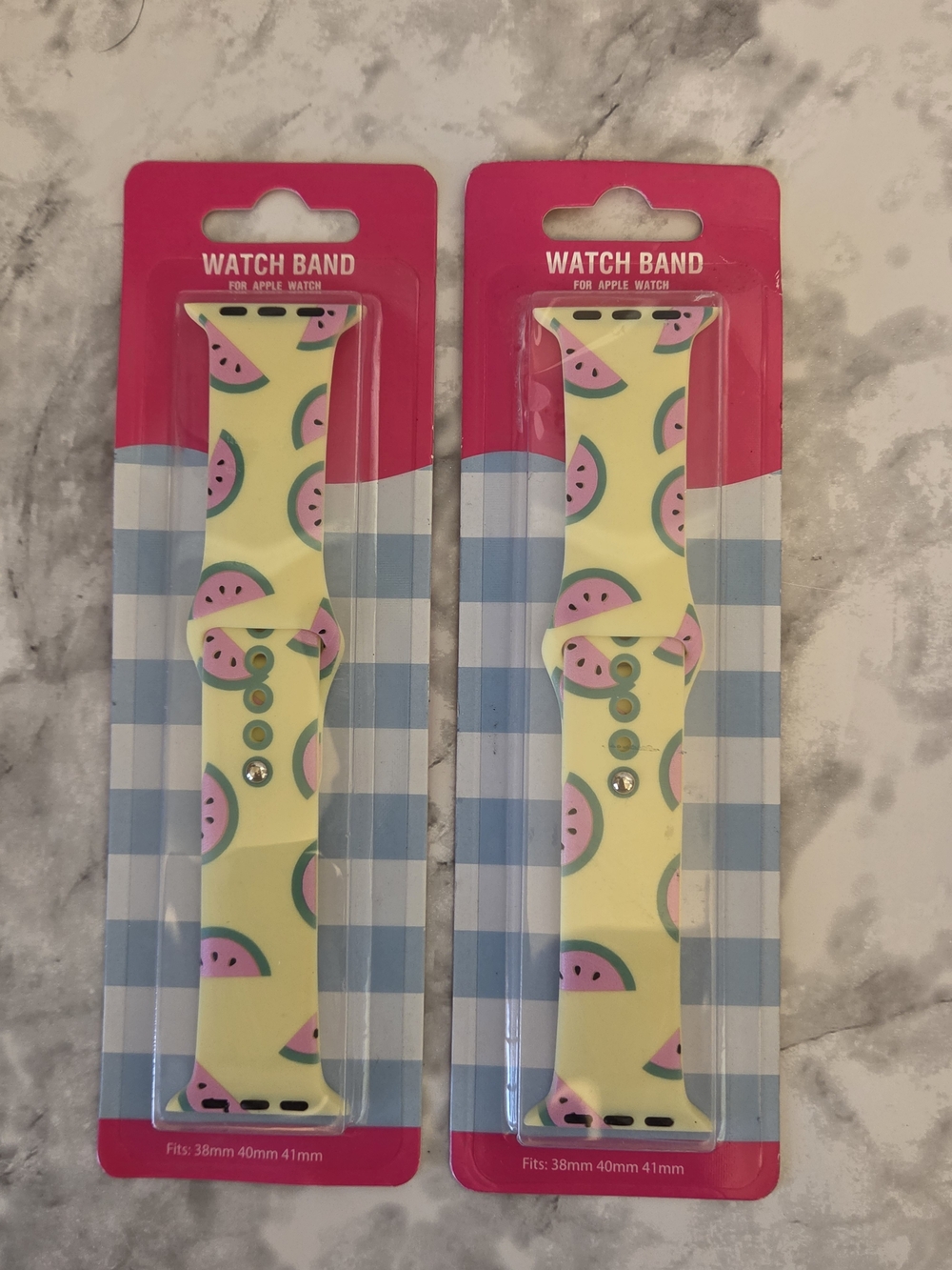 Silicone Watermelon Print Apple Watch Band - Yellow, Fits 38, 40, 41mm